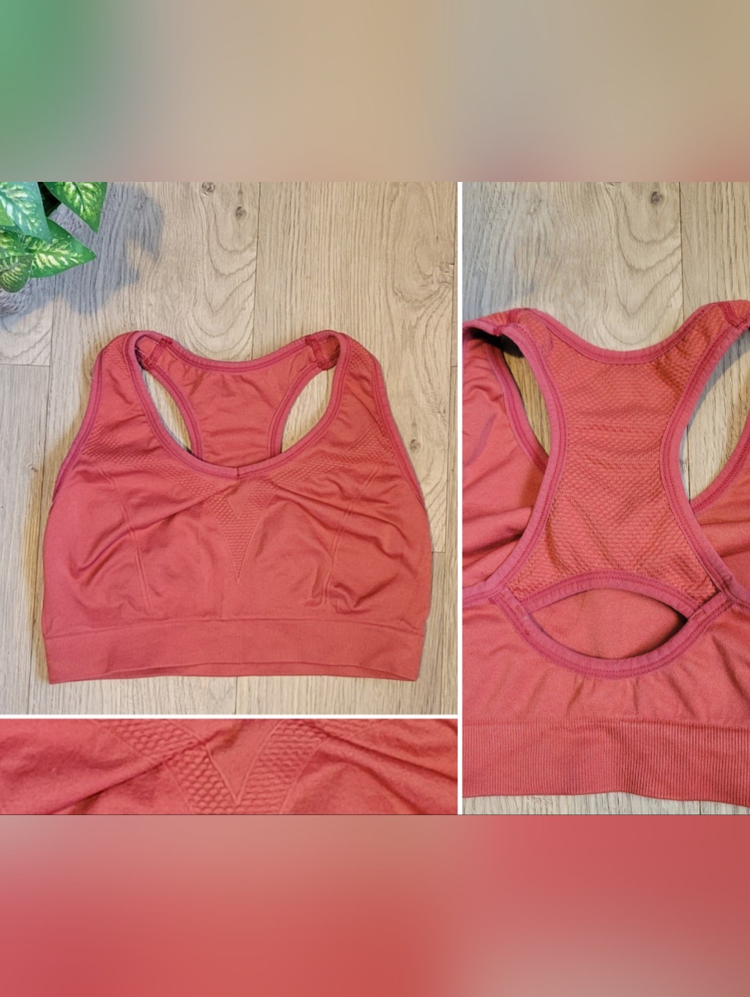 Seamless Keyhole Racerback Sports Bra Dark Salmon Terracotta, Women's Extra Smal
